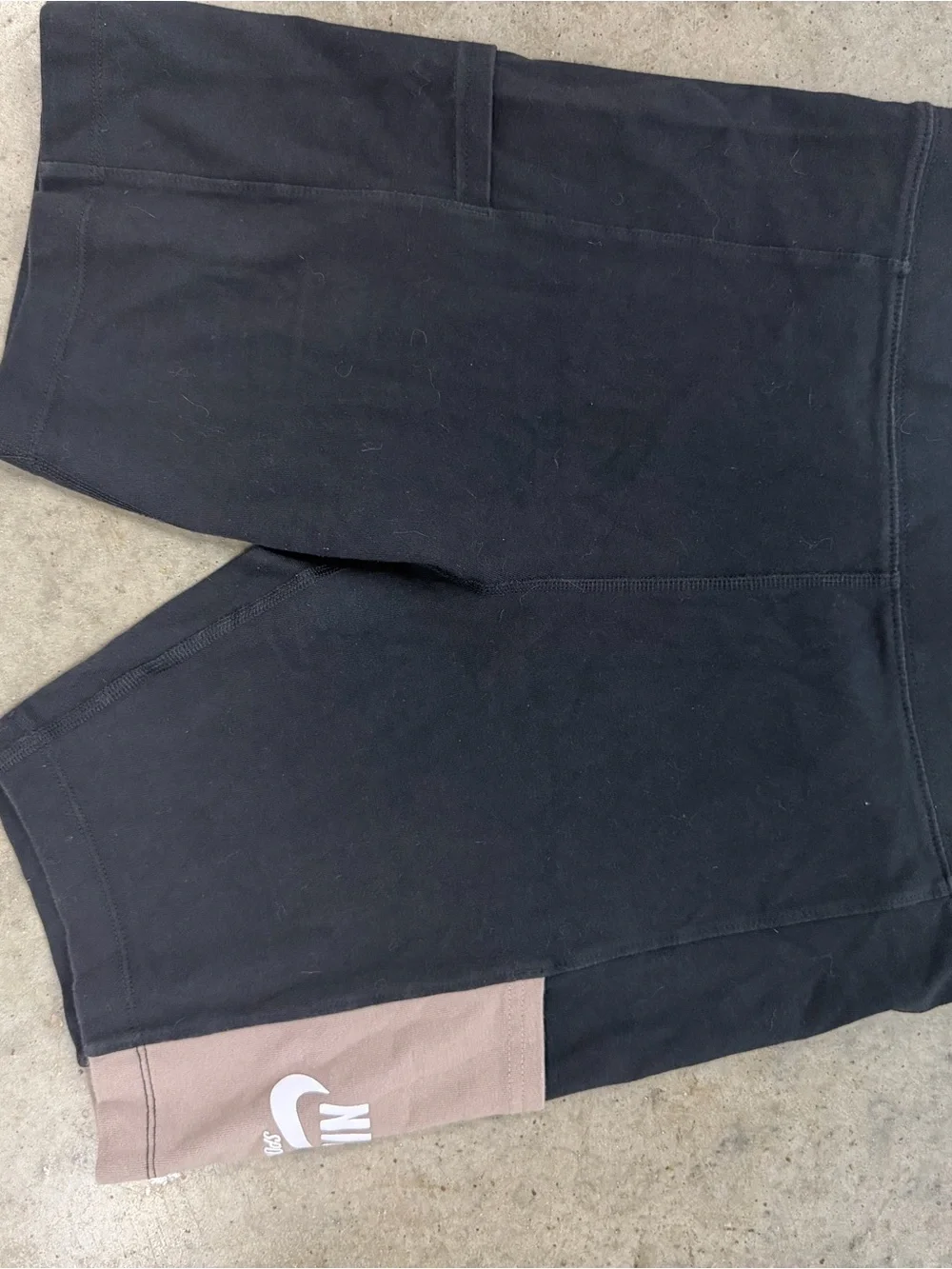 Nike Black and Taupe Athletic Shorts with Logo Panel